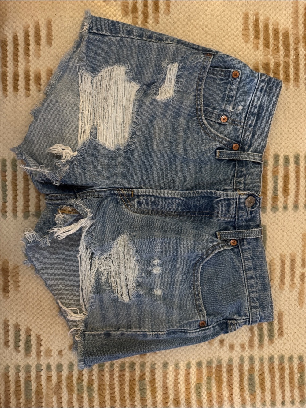 Levi's Distressed Light Blue Denim Jean Shorts